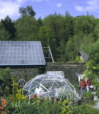geodesic dome, organic garden and solar roof at the Centre for Alternative Technology near Tyddyn Mawr Farmhouse Bed & Breakfast